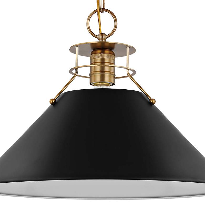 Image 3 Outpost 16 1/2" Wide Matte Black with Brass Pendant Light more views