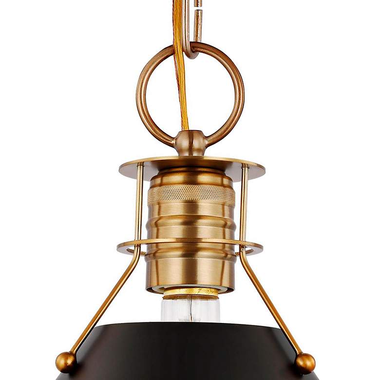 Image 4 Outpost 16 1/2" Wide Matte Black with Brass Pendant Light more views