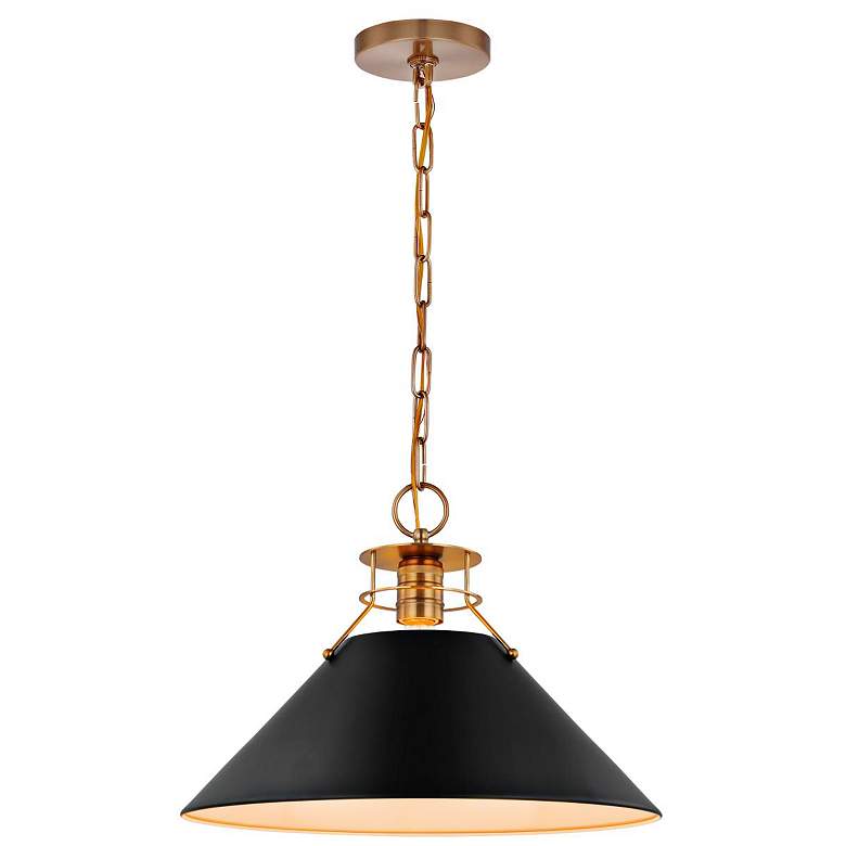 Image 5 Outpost 16 1/2" Wide Matte Black with Brass Pendant Light more views