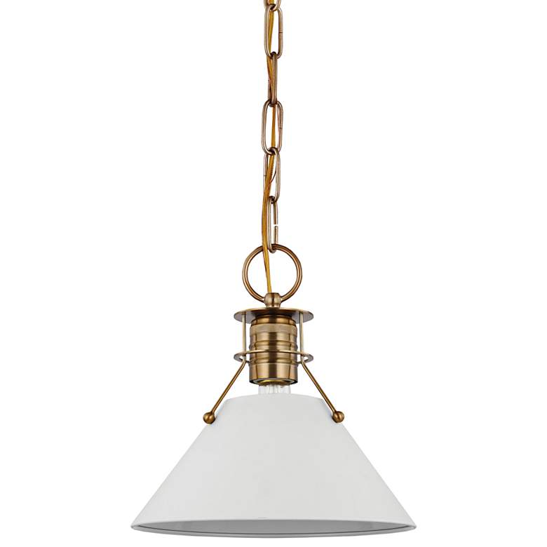Image 3 Outpost 9 1/2" Wide Burnished Brass And White Mini Pendant
