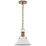 3_Outpost 9 1/2" Wide Burnished Brass And White Mini Pendant