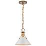 5_Outpost 9 1/2" Wide Burnished Brass And White Mini Pendant more views