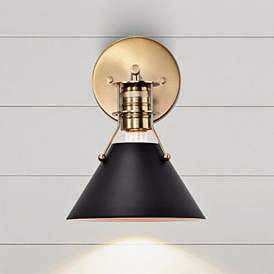 Outpost 9.75"H Brass & Black Wall Sconce