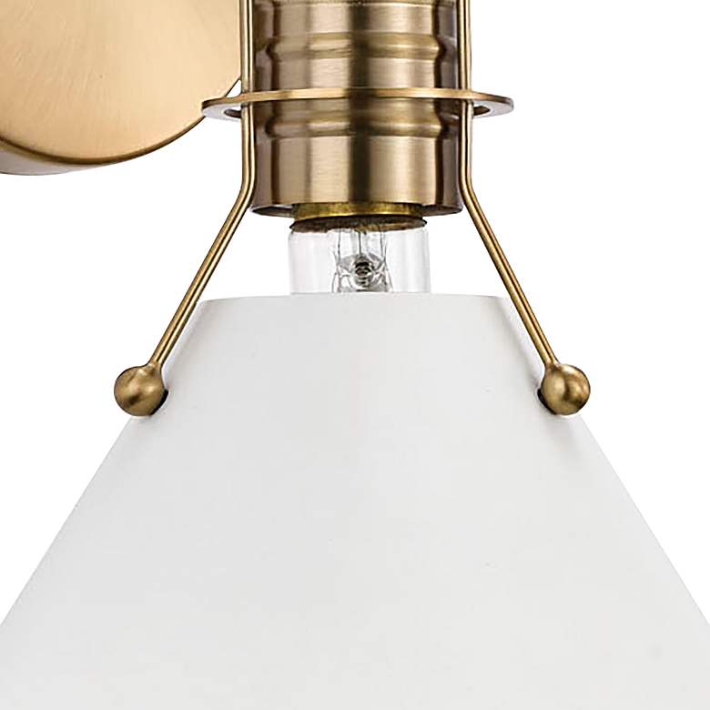 Image 3 Outpost 9 3/4"H Burnished Brass and Matte White Wall Sconce more views
