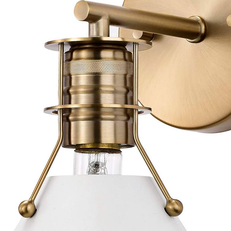 Image 4 Outpost 9 3/4"H Burnished Brass and Matte White Wall Sconce more views