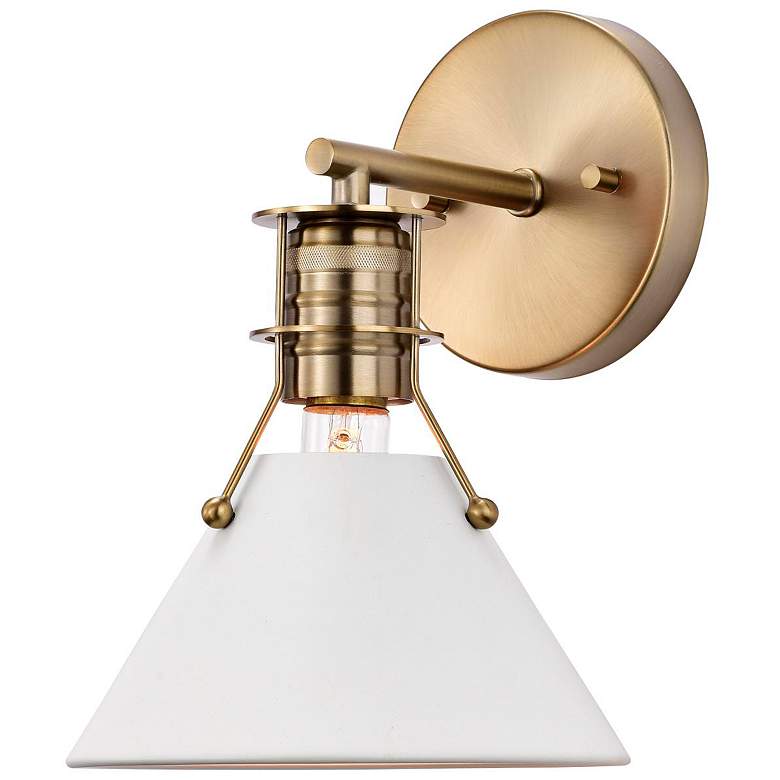 Image 5 Outpost 9 3/4"H Burnished Brass and Matte White Wall Sconce more views