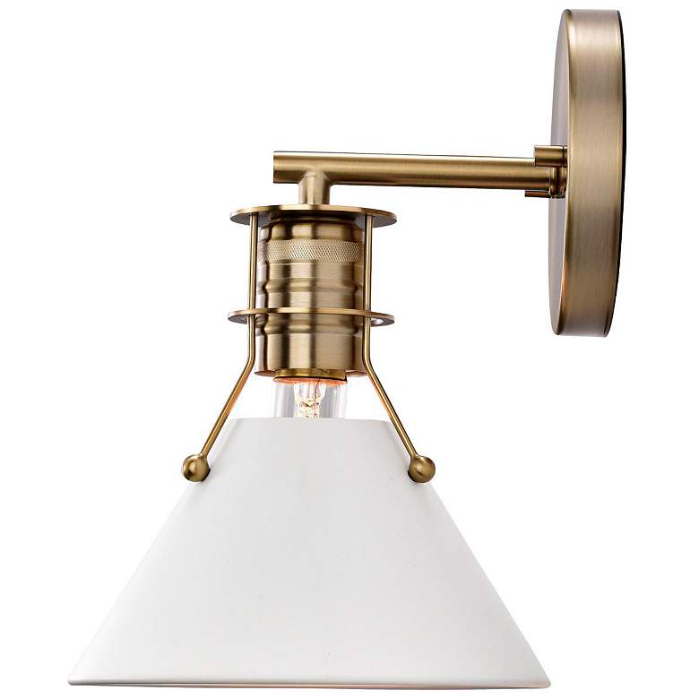 Image 6 Outpost 9 3/4"H Burnished Brass and Matte White Wall Sconce more views