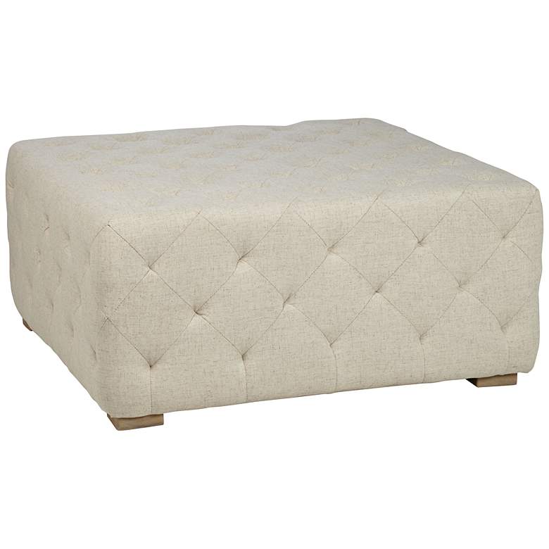Image 1 Ovadia Tufted Natural Square Cocktail Ottoman