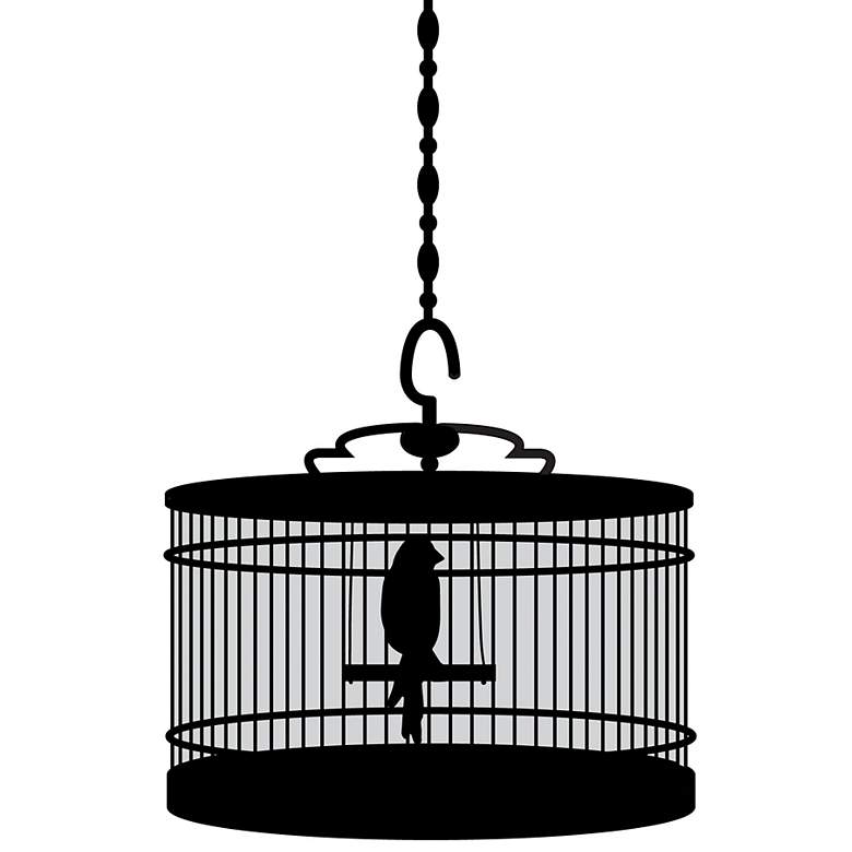 Image 2 Oval Bird Cage Black Wall Decal
