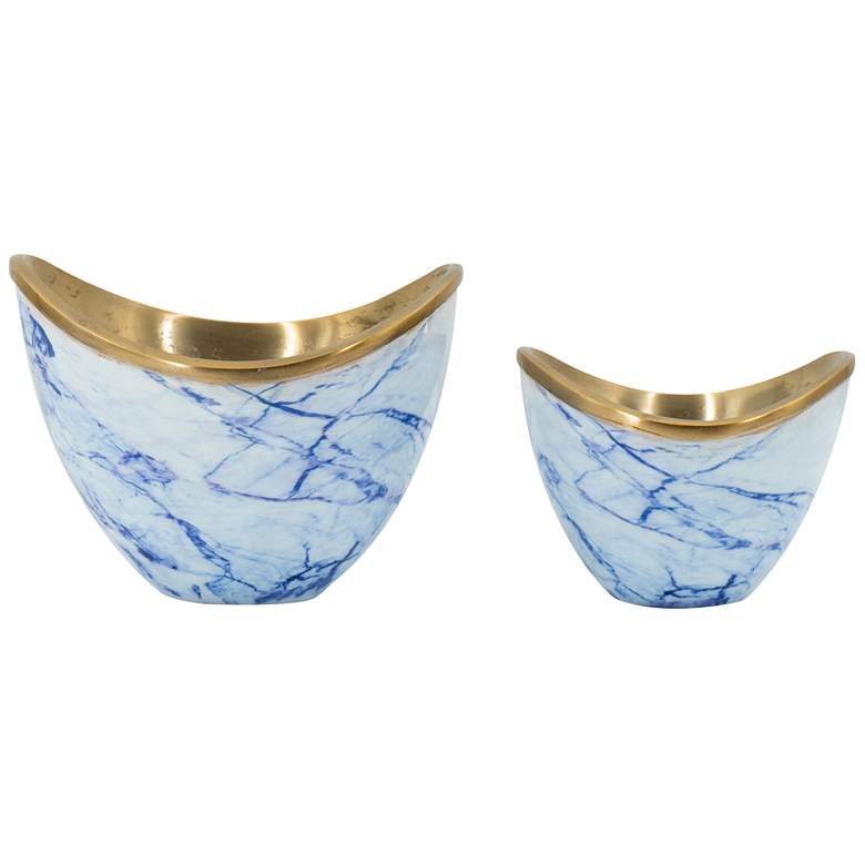 Image 1 Oval Blue & White Bowl