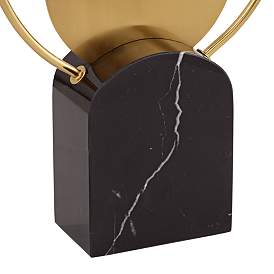 Image4 of Oval Hoop 19 1/2" High Gold Metal and Black Marble Sculpture more views