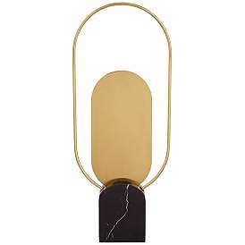 Image5 of Oval Hoop 19 1/2" High Gold Metal and Black Marble Sculpture more views