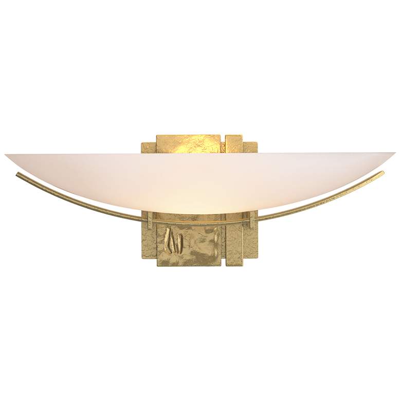 Image 1 Oval Impressions 5.6 inch High Modern Brass Sconce With Opal Glass Shade