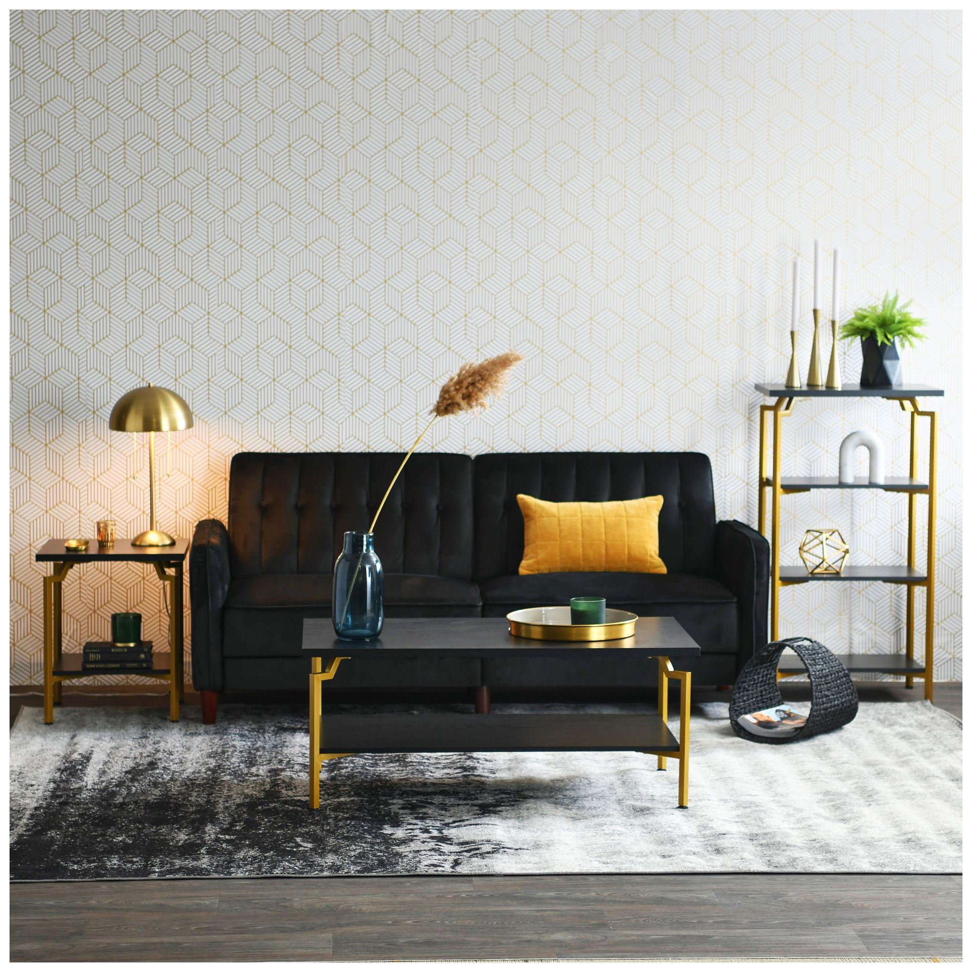 Image 2 Oval Magazine Rack, Black Paper Rope more views