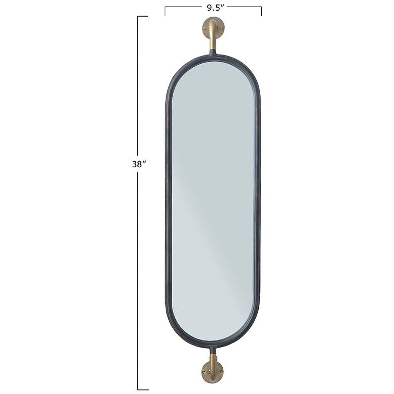 Image 2 Oval Metal Framed Wall Mirror with Brackets, Black and Gold more views