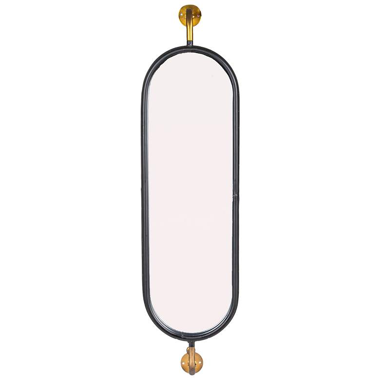 Image 7 Oval Metal Framed Wall Mirror with Brackets, Black and Gold more views