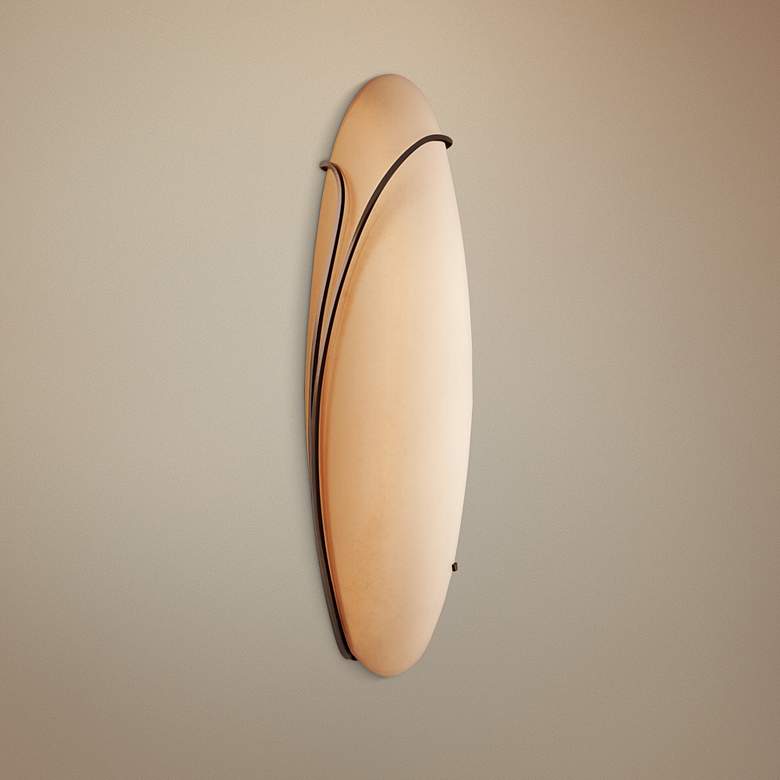 Image 1 Oval Reed Left Stone Glass 20" High Wall Sconce