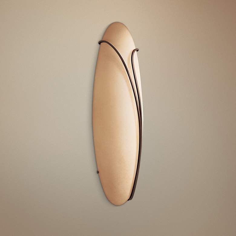 Image 1 Oval Reed Right Stone Glass 20" High Wall Sconce