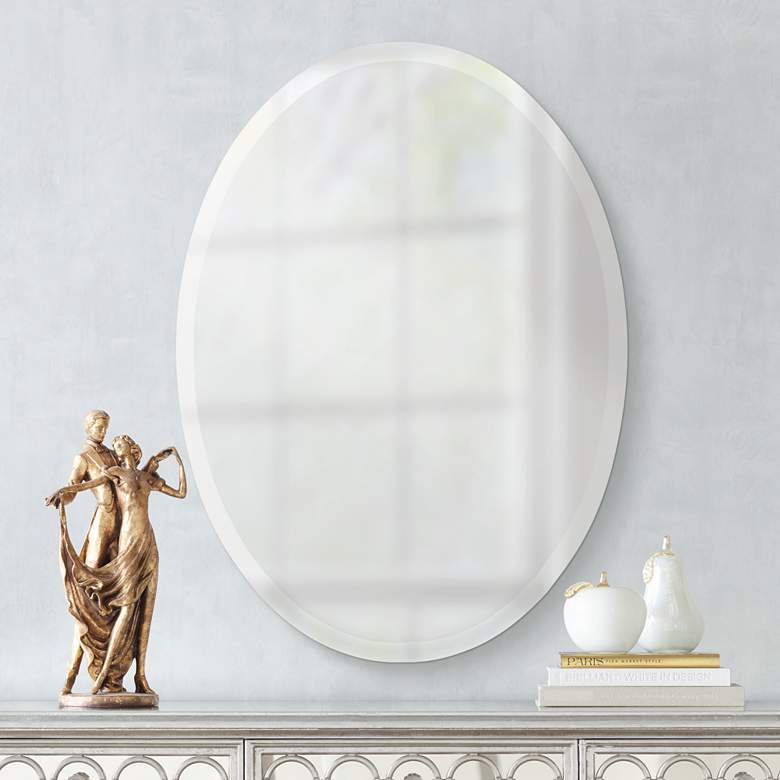 Image 1 Oval Regency 24 inch x 36 inch Beveled Wall Mirror