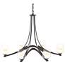 Oval Ribbon 38.5" Wide 6 Arm Black Chandelier With Opal and Clear Glas