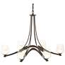 Oval Ribbon 38.5" Wide 6 Arm Bronze Chandelier With Opal and Clear Gla