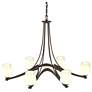 Oval Ribbon 38.5" Wide 6 Arm Bronze Chandelier With Opal Glass
