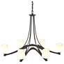 Oval Ribbon 38.5" Wide 6 Arm Natural Iron Chandelier With Opal Glass
