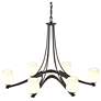 Oval Ribbon 38.5" Wide 6 Arm Oil Rubbed Bronze Chandelier With Opal Gl