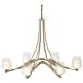 Oval Ribbon 38.5" Wide 6 Arm Soft Gold Chandelier With Opal and Clear 