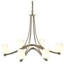 Oval Ribbon 38.5" Wide 6 Arm Soft Gold Chandelier With Opal Glass