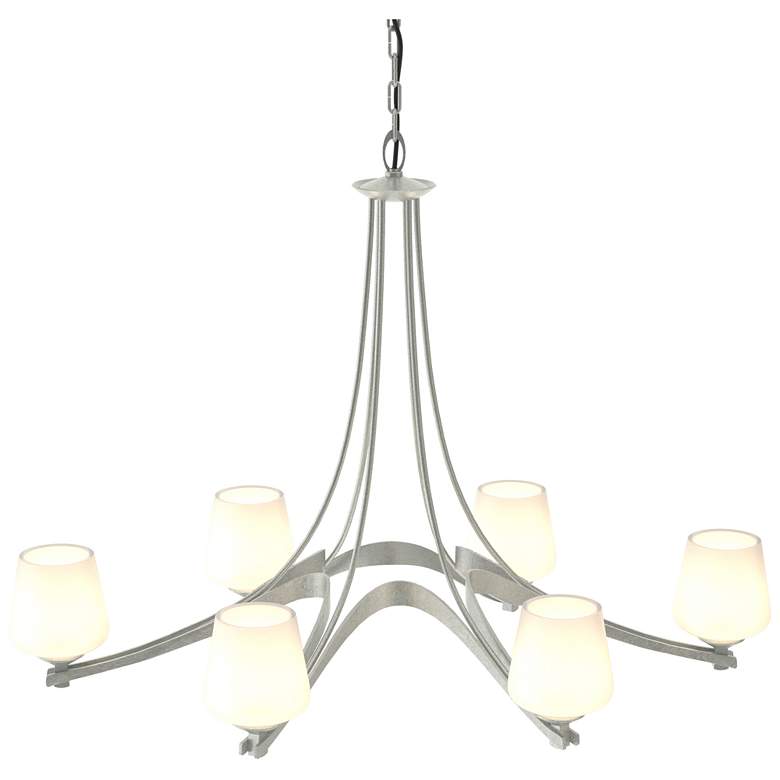 Image 1 Oval Ribbon 38.5" Wide 6 Arm Vintage Platinum Chandelier With Opal Gla