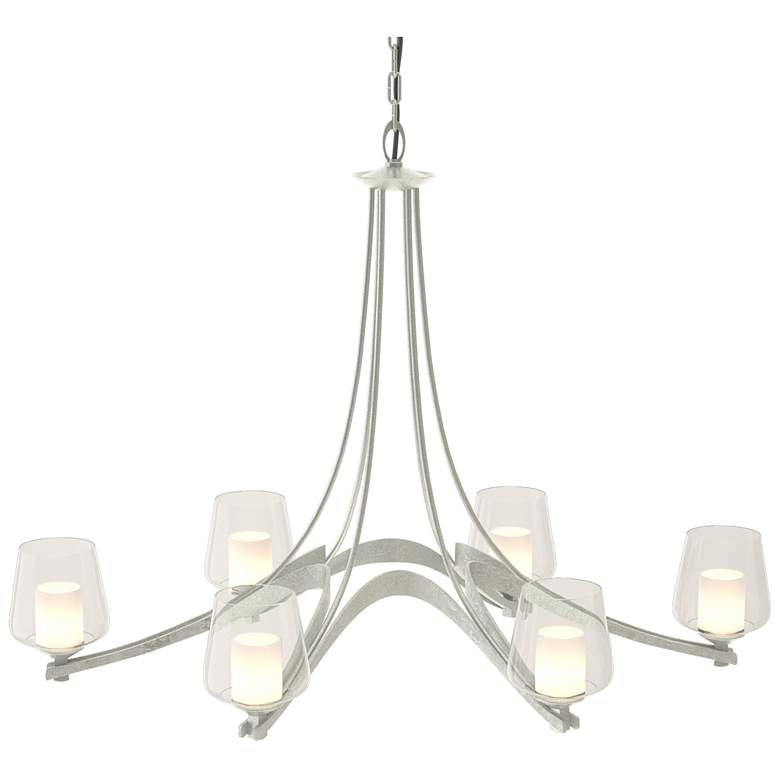 Image 1 Oval Ribbon 38.5"W 6 Arm Chandelier w/ Opal and Clear Glass