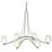 Oval Ribbon 38.5"W 6 Arm Chandelier w/ Opal and Clear Glass