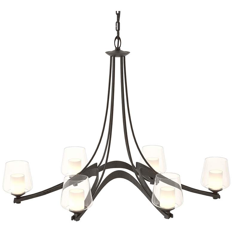Image 1 Oval Ribbon 38 1/2"W Oil-Rubbed Bronze 6-Light Chandelier