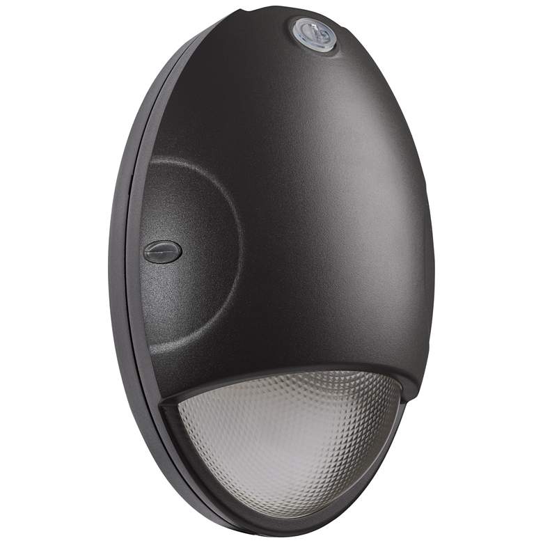 Image 1 Oval Small Emergency Wall Pack LED CCT Selectable Photocell Black Finish