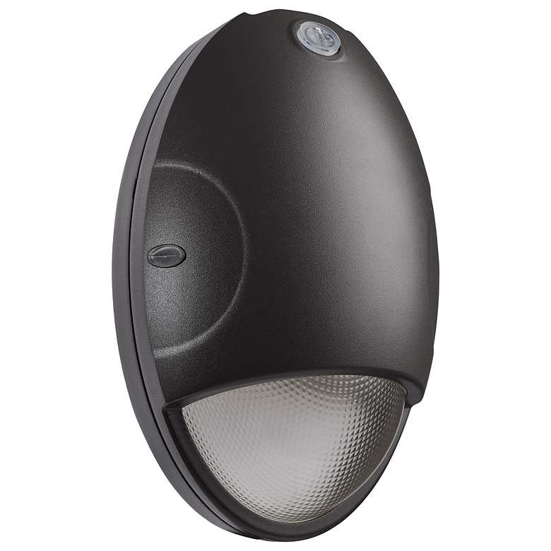 Image 2 Oval Small Emergency Wall Pack LED CCT Selectable Photocell Black Finish more views