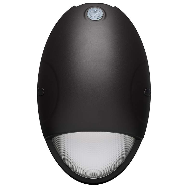 Image 3 Oval Small Emergency Wall Pack LED CCT Selectable Photocell Black Finish more views