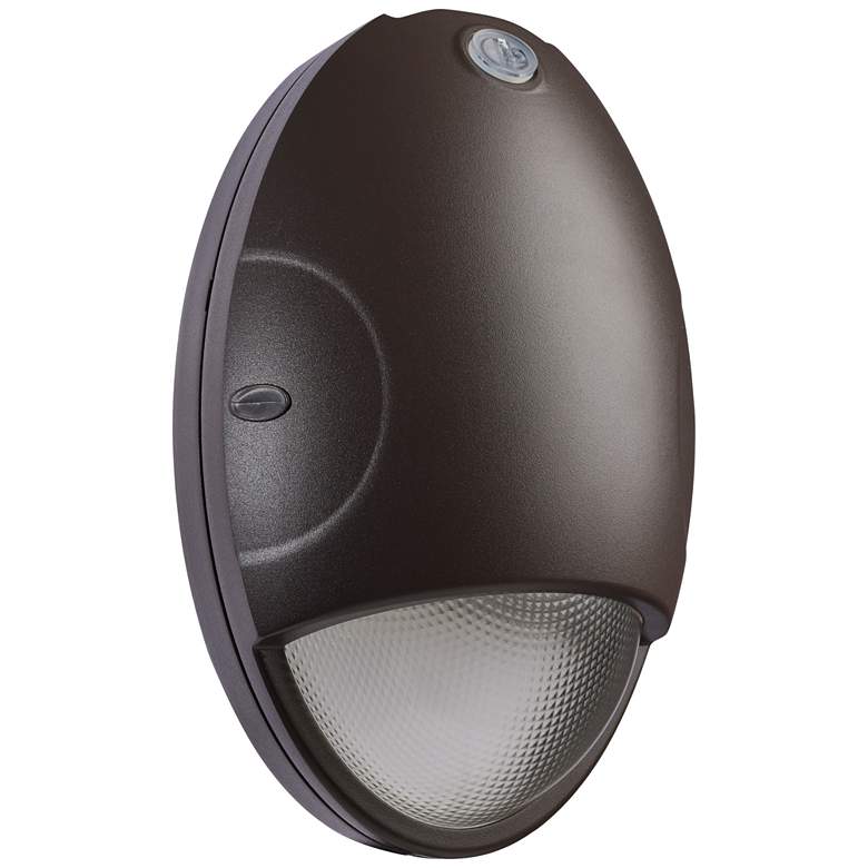Image 1 Oval Small Emergency Wall Pack LED CCT Selectable Photocell Bronze