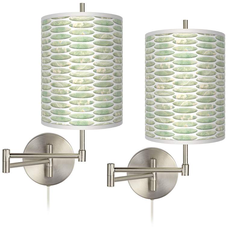 Oval Tempo Tessa Brushed Nickel Swing Arm Wall Lamps Set of 2