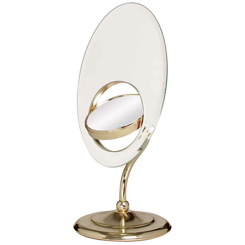 Image 2 Oval Tri-Optics Brass 8x/3X/1X Magnified Vanity Mirror more views