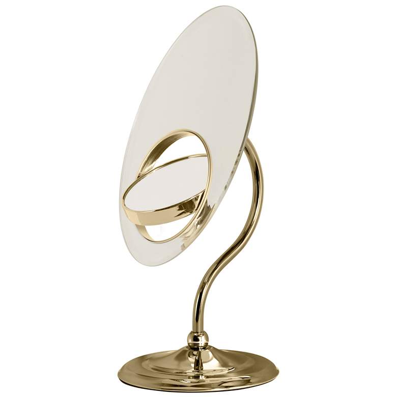 Image 4 Oval Tri-Optics Brass 8x/3X/1X Magnified Vanity Mirror more views