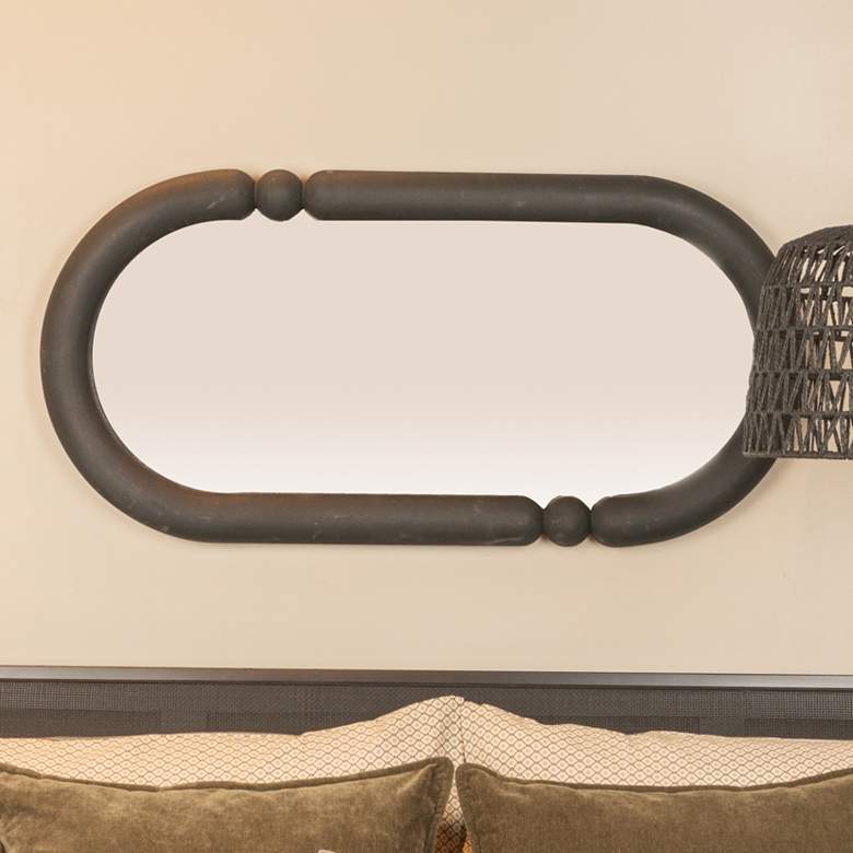 Image 1 Oval Wood-Framed Wall Mirror