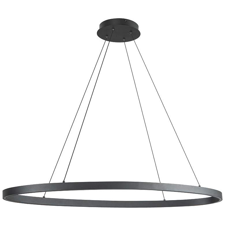 Image 2 Ovale 40" Wide Matte Black LED Oval Pendant Light more views