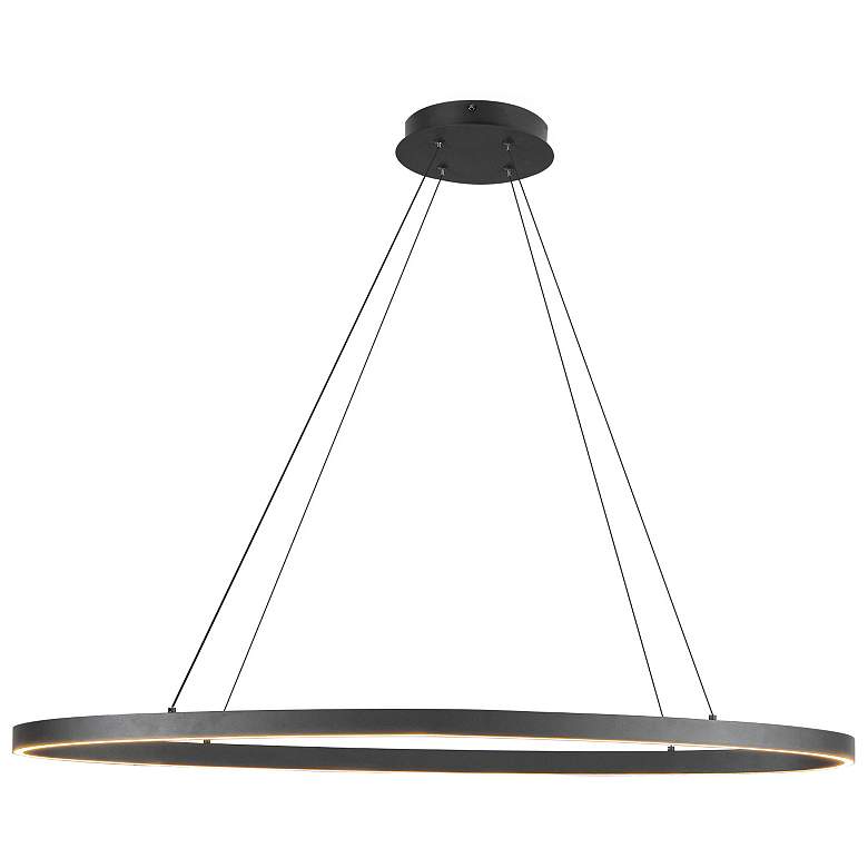 Image 3 Ovale 40" Wide Matte Black LED Oval Pendant Light more views