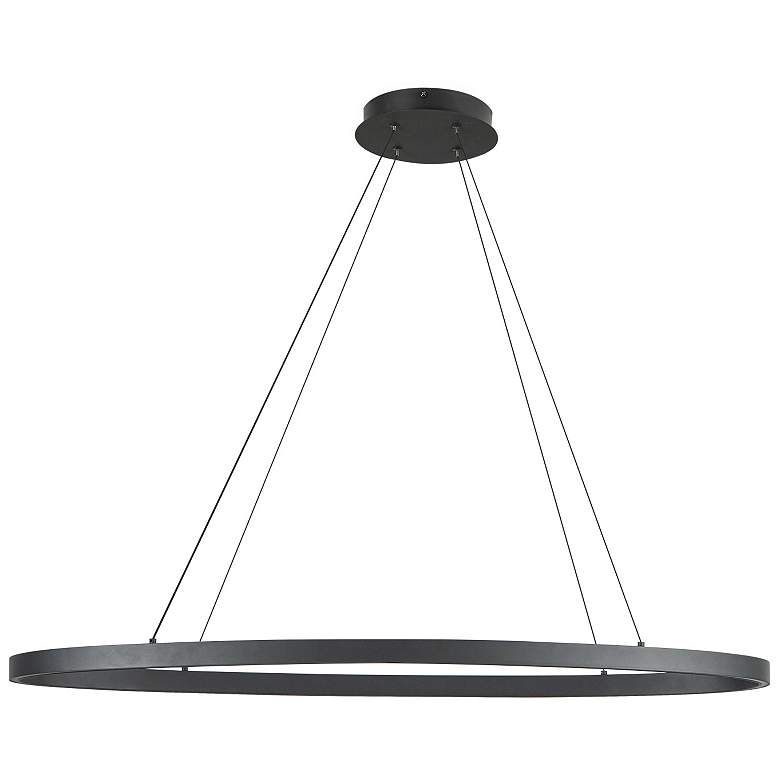 Image 4 Ovale 40" Wide Matte Black LED Oval Pendant Light more views