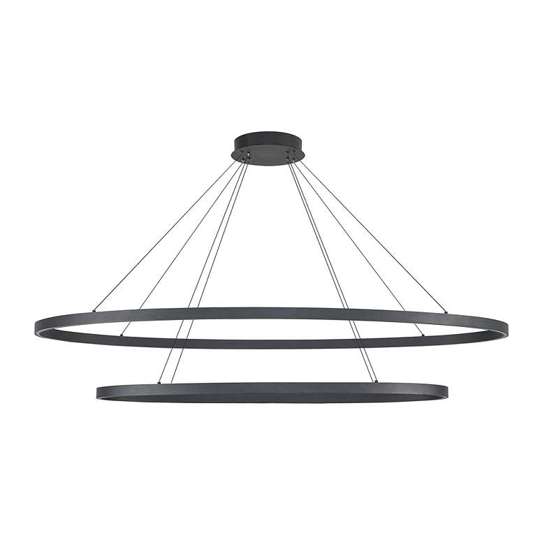 Image 2 Ovale 53 3/4" Wide Black 2-Tier LED Chandelier more views