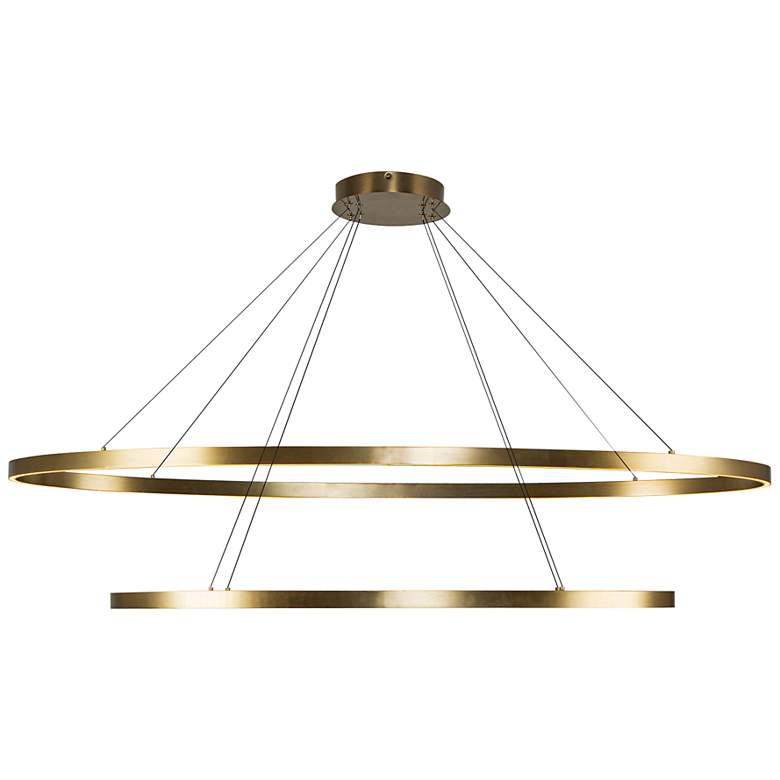 Image 1 Ovale 53 3/4" Wide Brushed Gold 2-Tier LED Chandelier