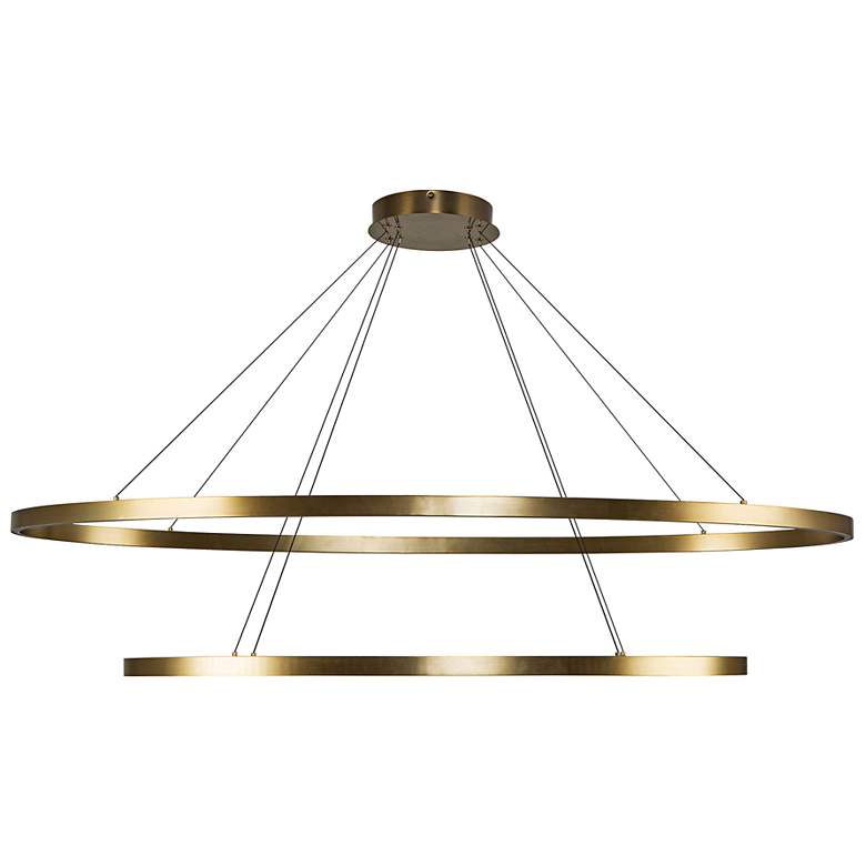 Image 3 Ovale 53 3/4" Wide Brushed Gold 2-Tier LED Chandelier more views