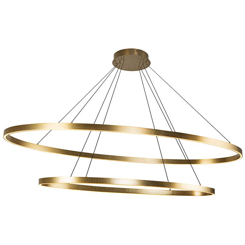 Image 4 Ovale 53 3/4" Wide Brushed Gold 2-Tier LED Chandelier more views