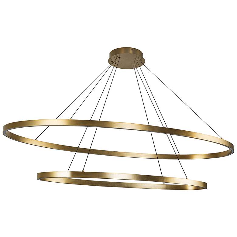 Image 5 Ovale 53 3/4" Wide Brushed Gold 2-Tier LED Chandelier more views